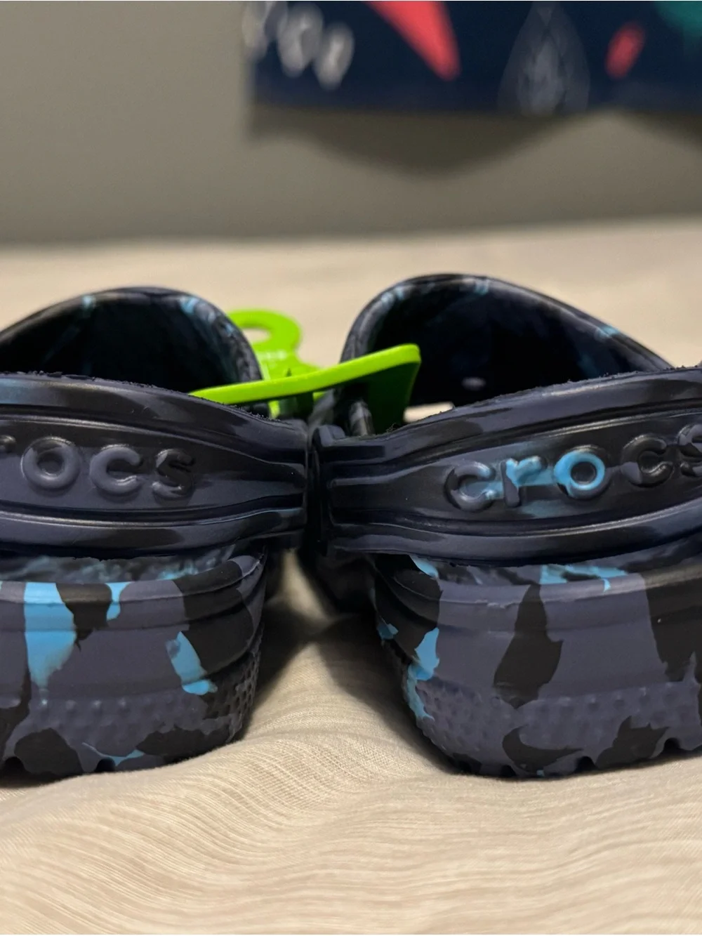 CROCS Classic Clog in Black with Blue Swirl